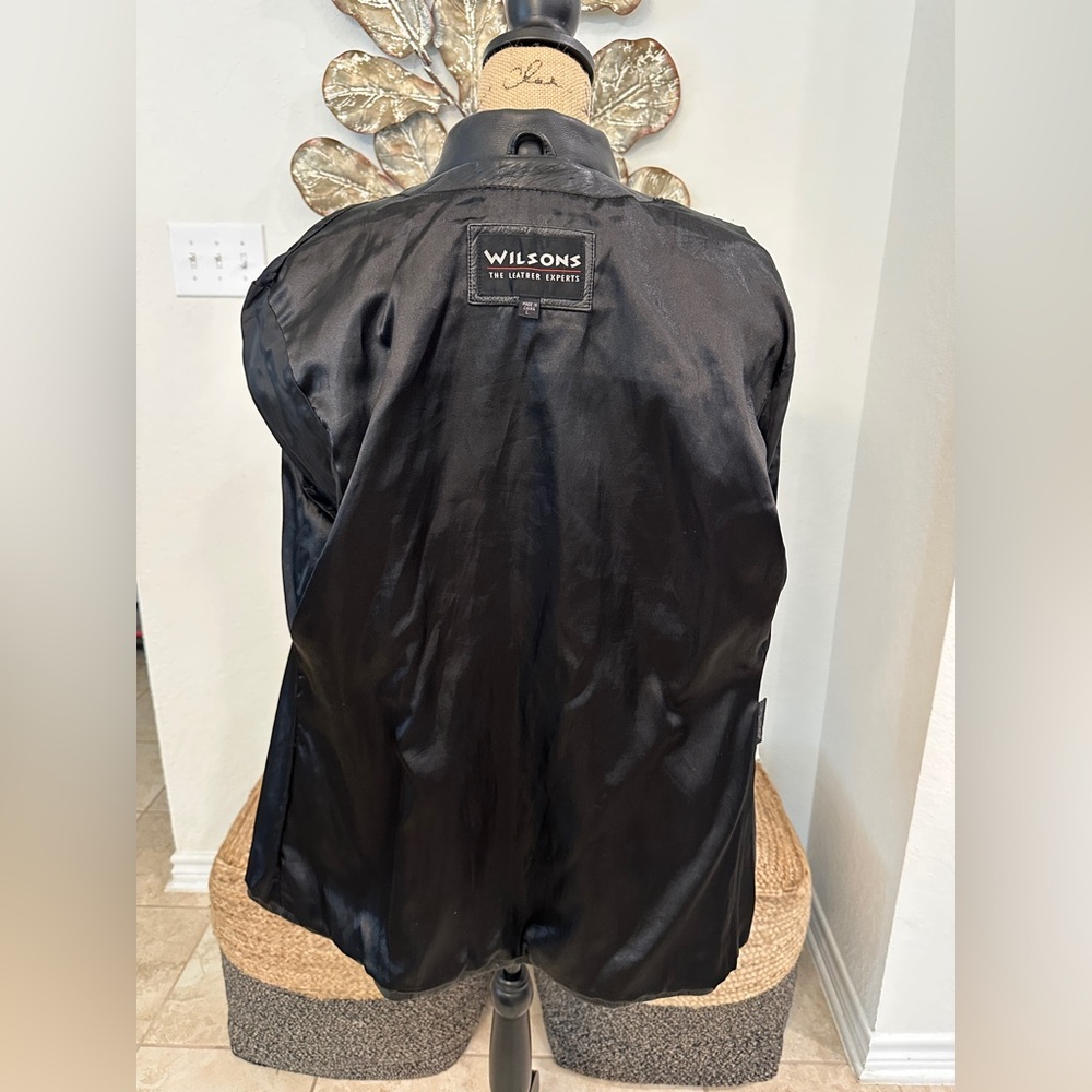 Wilsons Leather Black Genuine Leather Button-Front Jacket Coat Women’s L - Picture 7 of 10